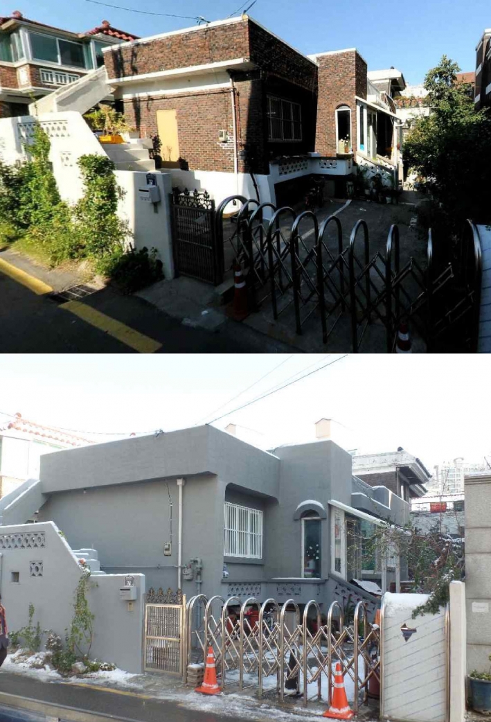 녹색건축물 공사 전(위)·후(아래) 모습