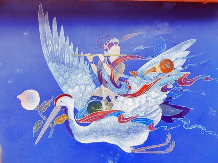 신라시대 전설의 관악기인 만파식적에 관한 벽화도 그렸다