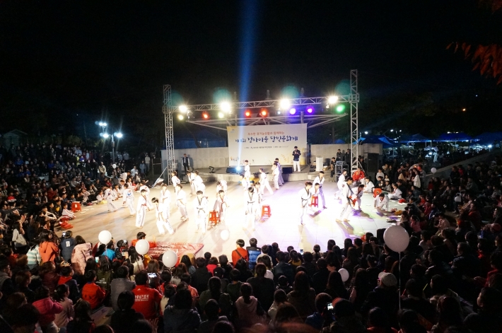 정자3동 마을만들기추진위원회는 지난 20일 제8회 정자마을 달빛문화제를 개최했다. 사진은 태권도 공연을 관람하는 시민들