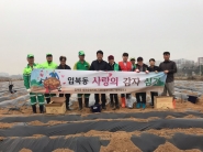 사랑의 감자심기에 참여한 입북동 단체원들 