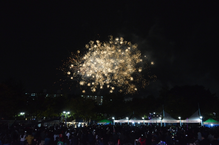 제3회 매여울 어울림 축제의 불꽃놀이 모습
