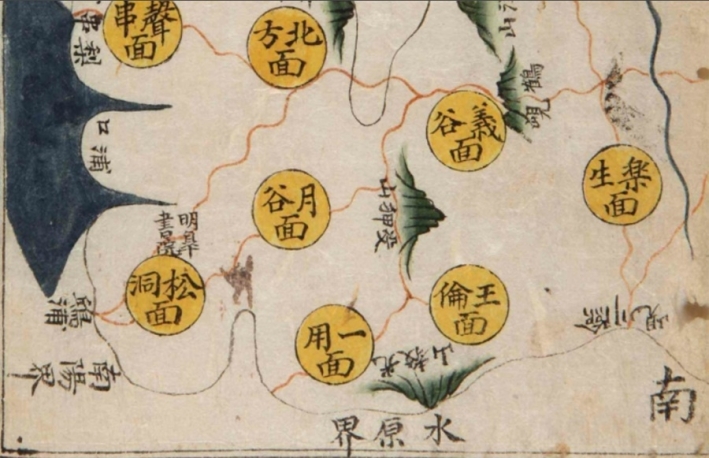 1639년 편찬한 광주부읍지에 있는 광주부 지도, 고궁박물관 소장  