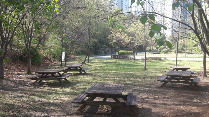 공원입구의 피크닉 장소에는 주민들이 음식을 가지고나와 점심을 먹기도 한다 