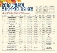 2018 가을학기 문화아카데미 강의 일정
