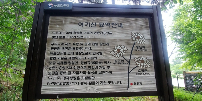 수원시 권선구 서둔동 농촌 진흥청 내 여기산에 우장춘 박사의 묘가 있다.