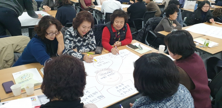 내가 생각하는 주민참여예산에 대해 토론하는 모습