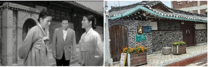 왼쪽 사진은 '사랑방 손님과 어머니' 화면 캡처, 오른쪽 사진은 당시 촬영지로 사용했던 집 현재 모습
