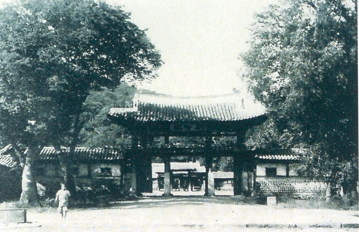 1910년경에 찍은 화성행궁 신풍루 앞 느티나무 