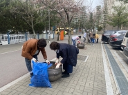 권선2동 담당자들이 벚꽃길을 조성하는 모습