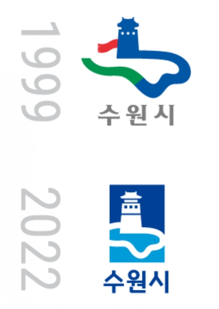 수원시 CI 변천사 1999년과 2022년(출처 = 수원시청 홈페이지)