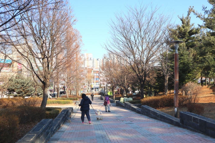 숲길 따라 오르면 산길 기분도 낼 수 있어 반려동물과 산책 오는 분들도 많다.