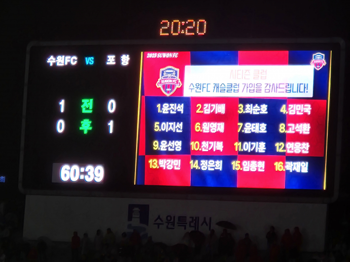 전·후반 1대 1 무승부로 경기는 종료되었다.