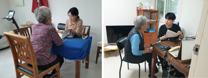 치매선별검사를 받고 있는 모습