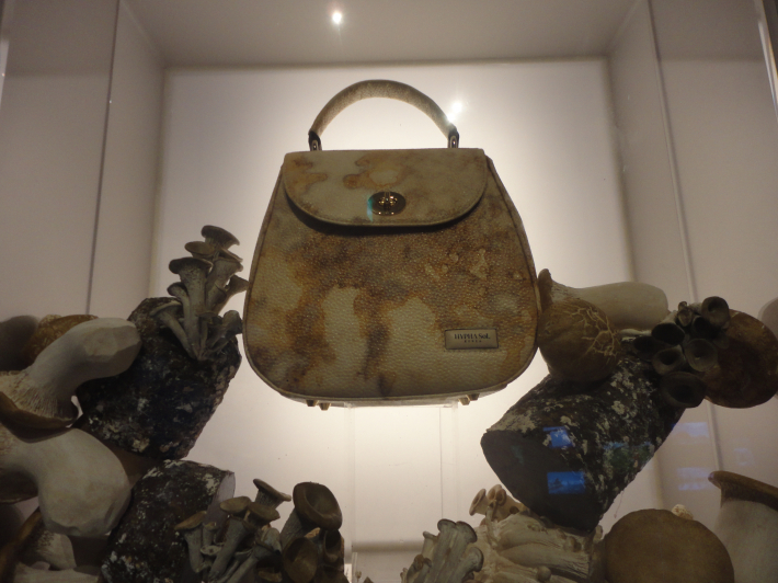 버섯으로만든 가죽 무늬의 가방