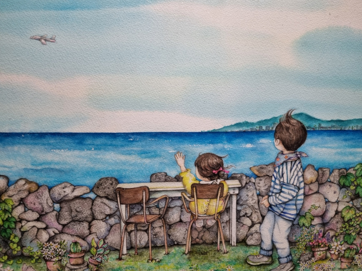 유선경 작가의 제주도 바다, 수채화