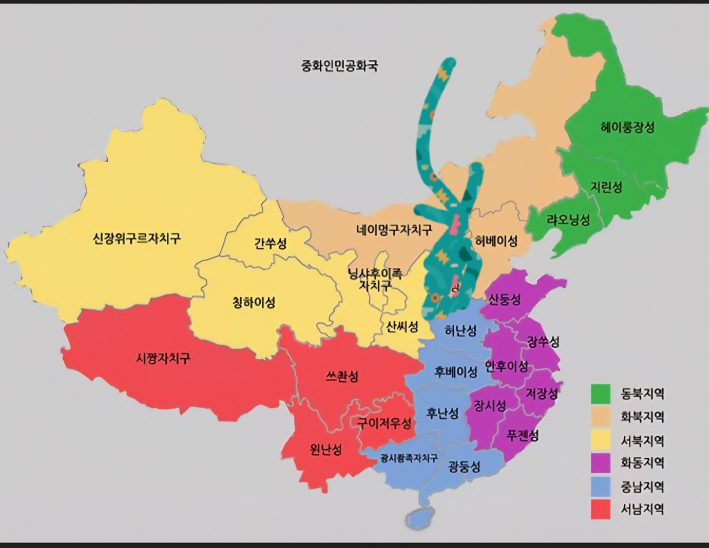 중국지도중 산서성 위치