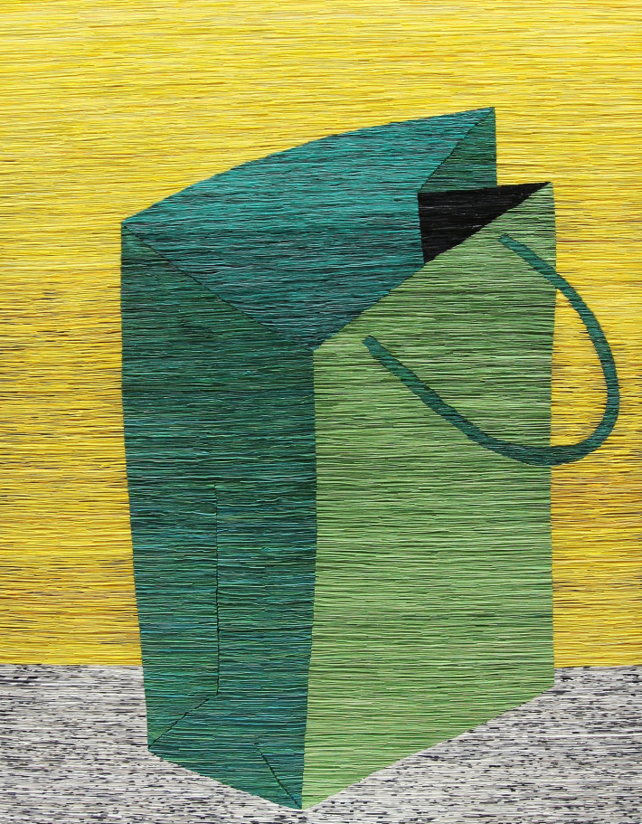 쌓기와 채우기의 시간과 삶, 캔버스 위에 한지·종, 130x 162cm, 2018