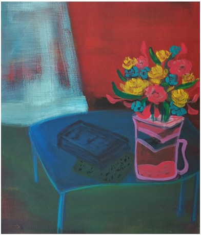 작품 <잔향>. 작가는 일상의 평범한 사물을 그리지만, 강렬한 원색 대비를 통해 그 안에 담긴 기억의 온도를 표현한다.