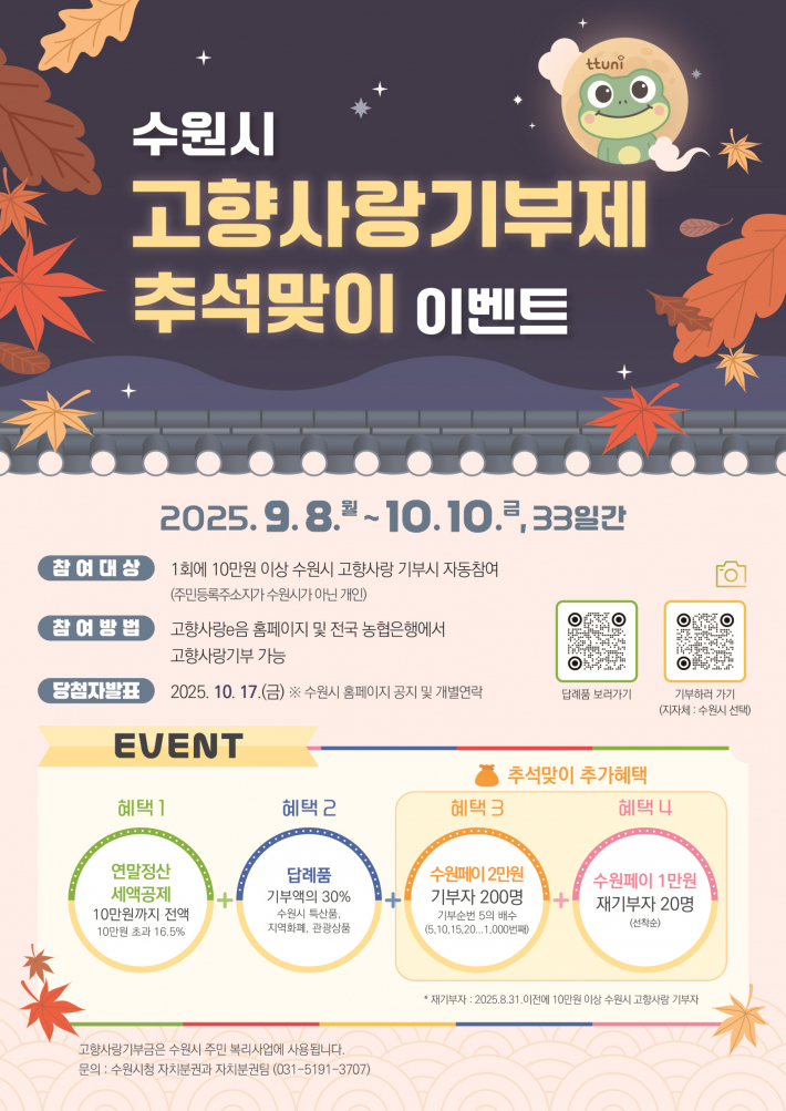 진)'수원시 고향사랑기부제, 추석맞이 감사이벤트' 홍보물    
