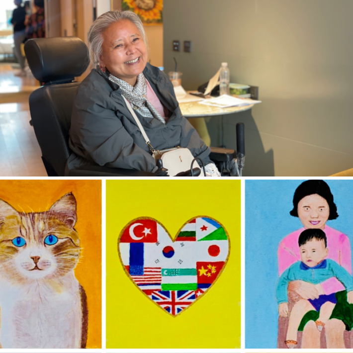 호매실장애인종합복지관에서 미술 프로그램에 참여중인 장성연 님이 DAM(스담)에서 주최한 '가족'을 주제로 한 장애 예술 공모전에서 장려상을 수상한 사진과 수상작이다.