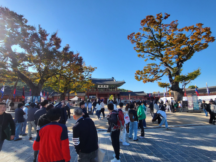 화성행궁 신풍루, 350년 된 느티나무의 단풍  