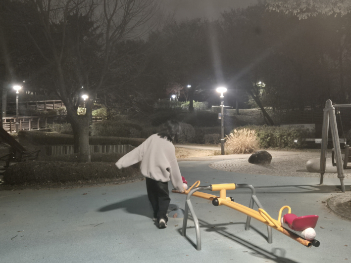 어둠이 내려앉자 비로소 본격적인 산책의 시간이 시작되었다.