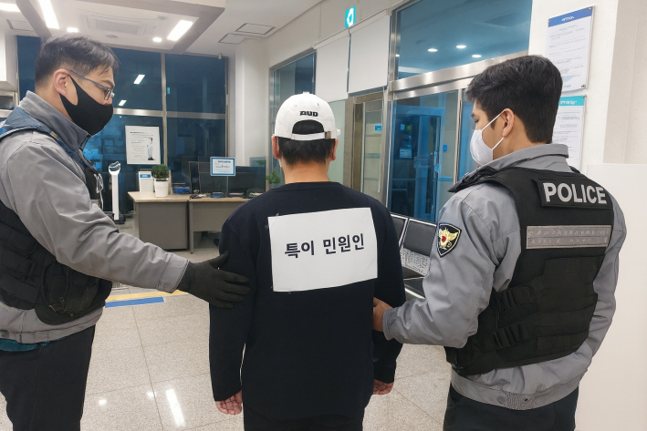 장안구 정자3동에서 특이민원 대비 모의훈련을 실시하고 있다.