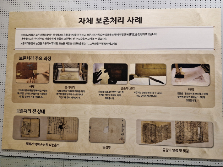 보존처리를 과정별로 안내하고 있다.