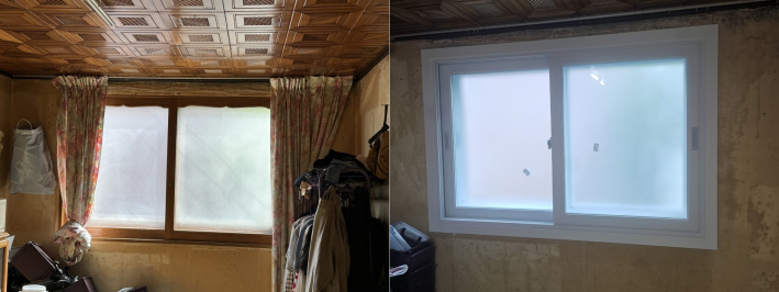 창문교체 전 창문교체 (후) - 이중창으로 교체 