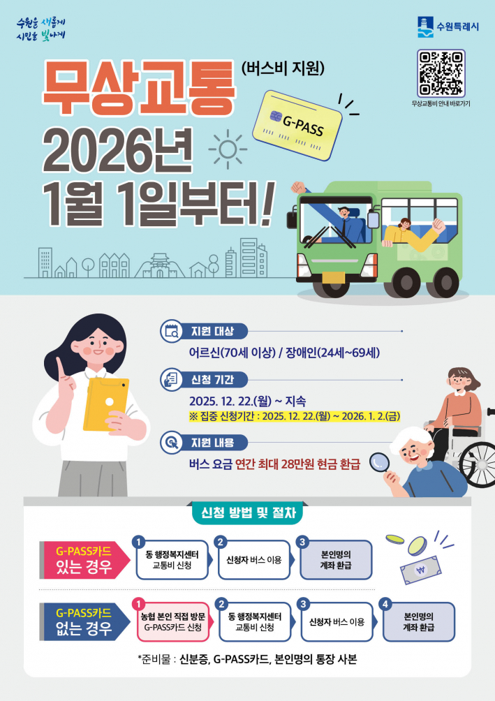 무상교통(버스비 지원) 안내 이미지