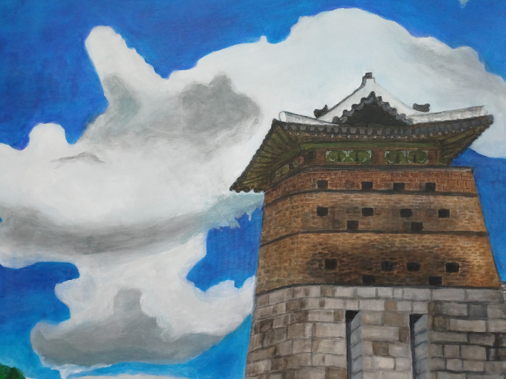 서북공심돈, 53.0✕45.5cm, acrylic on canvas, 2024