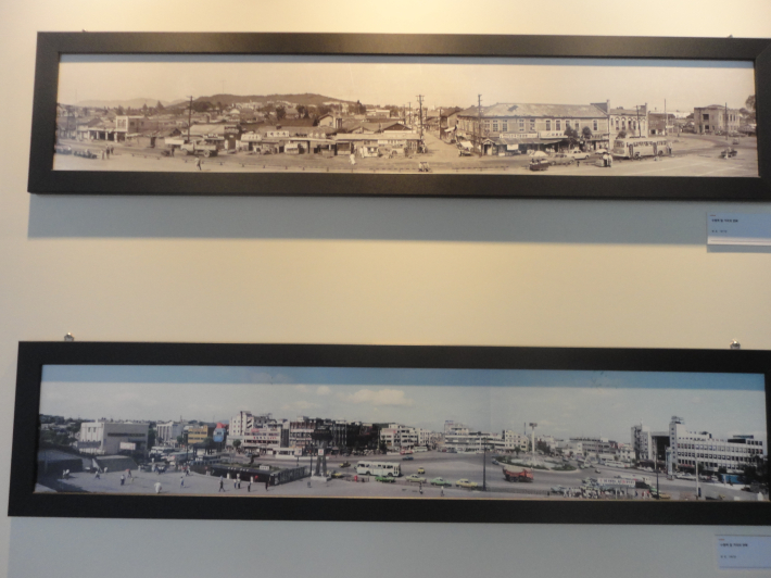 사진 상 1971년 수원역앞 거리의 모습   사진 하  1987년 발전된 수원역앞 거리의 모습