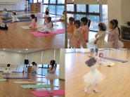 수원시 권선배움마루 GX실에서 진행되는 유아발레 수업 장면