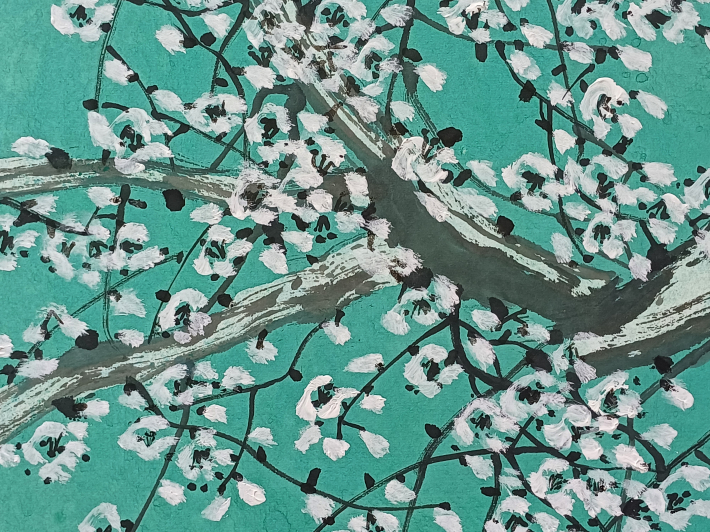 송보육 작가, '꽃잎이 눈꽃처럼 작품'