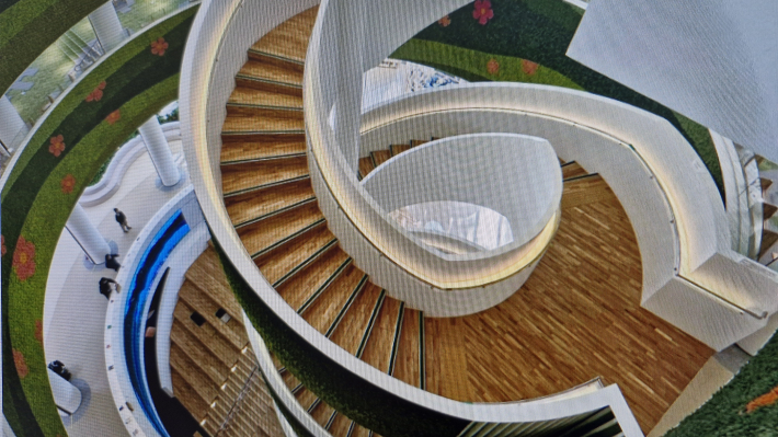 지하 1층부터 지상 5층까지 이어진 아트리움 공간으로 한가운데를 중심으로 탁 트여있다