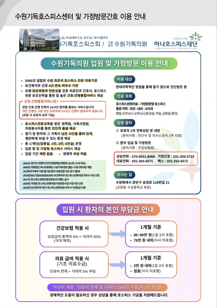 수원기독호스피스센터 및 가정방문간호 이용 안내