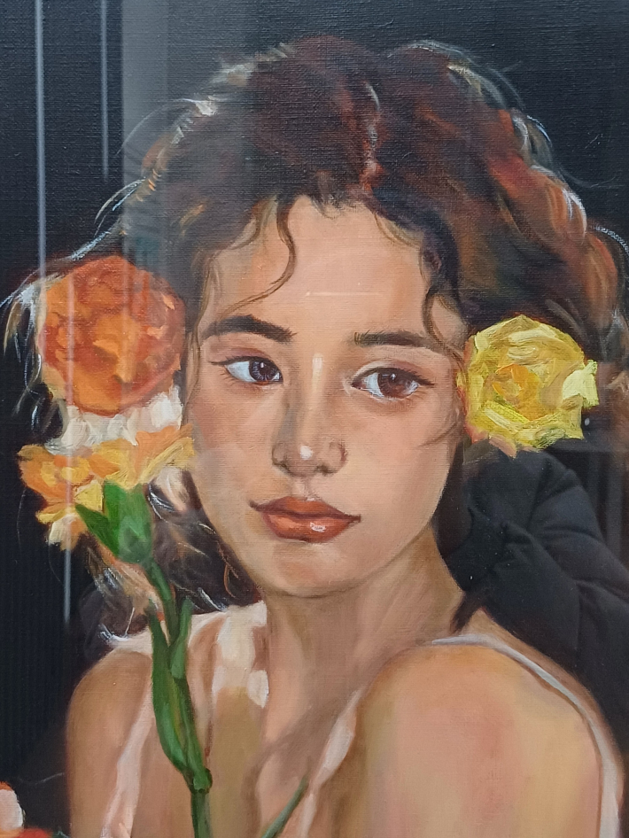 꽃과 여인-2, 2023, Oil on Canvas