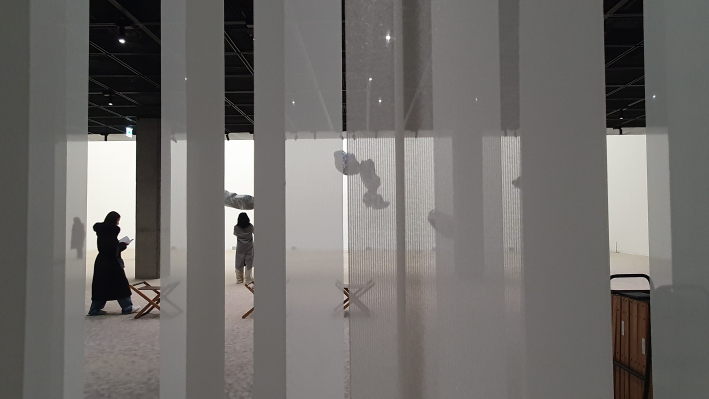 가림막 너머의 관람객