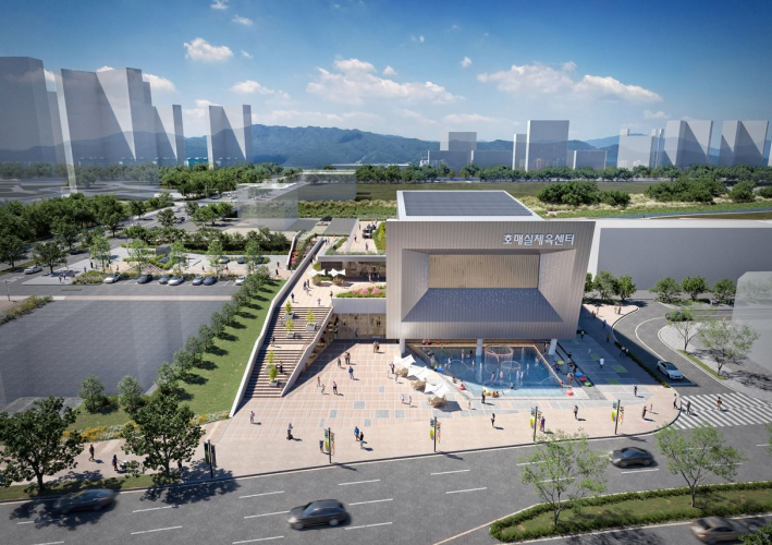 호매실 체육센터 조감도(수원특례시 보도자료). 문화시설인 빛누리아트홀 옆에 지어지면 주민들 생활의 결도 달라진다.