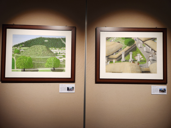 수원화성박물관에서 열리는 '윤한흠 그림으로 본 정조의 수원화성 행차길'이라는 틈새 전시회, 거북산과 중동4거리