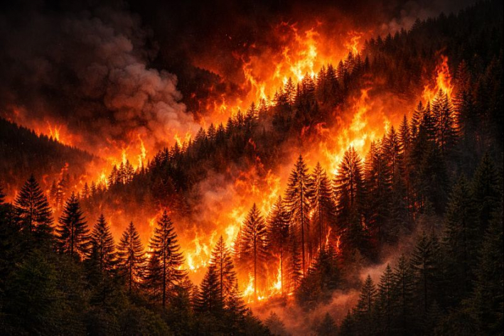 2026.2.21 오후 7시 25분께 일어난 북한산 산불. 이 불은 오후 10시 52분에 초진이 완료되었다. (사진 제공=뉴시스)