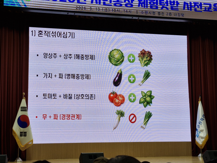 작물이 건강하게 자라도록 하는 방법 등 텃밭 가꾸기에 실질적인 교육이 이어졌다. 