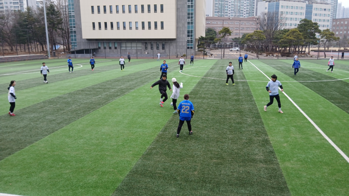 청팀 : 백팀의 친선 경기 장면