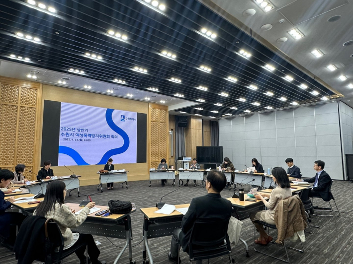 여성폭력방지위원회가 회의를 하고 있다.     