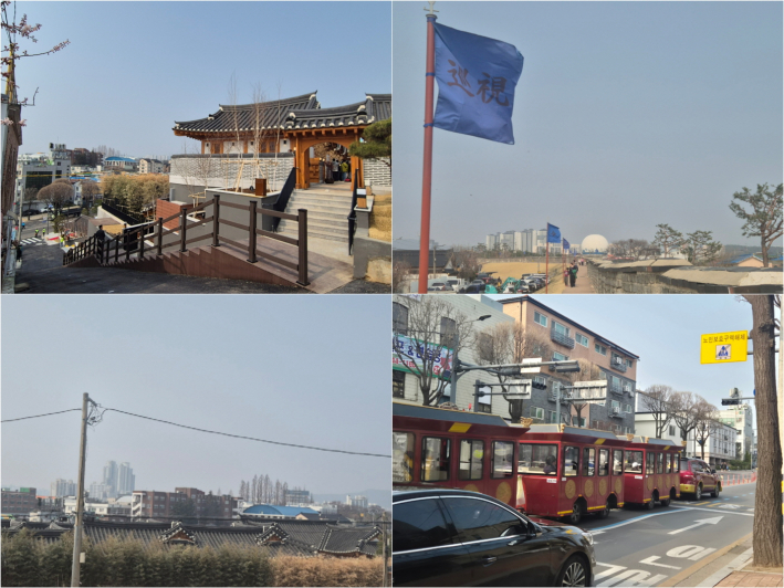 창룡문 방향 성곽길에서 내려다본 <남수헌> 주변 남수동 일대 풍경.