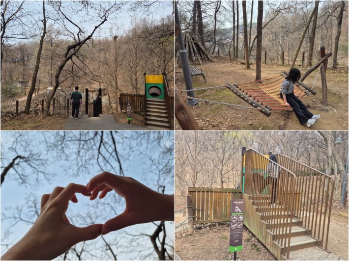 나무 사이에 설치된 그물 침대는 잠시 머물며 숲 위 하늘을 올려다볼 수 있는 휴식 공간으로도 활용된다.