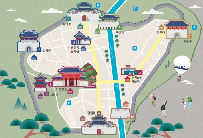 사진7) 수원화성 성곽길 스탬프 투어 지도.    