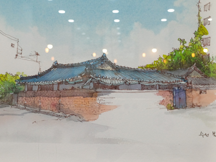 북수동 오래된 한옥, 41.5×32.5cm, pen & water colors