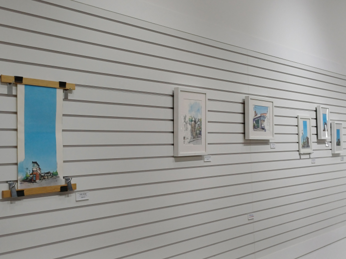 서둔동 2층 건물, 25×50cm, pen & water colors(좌 첫번째)