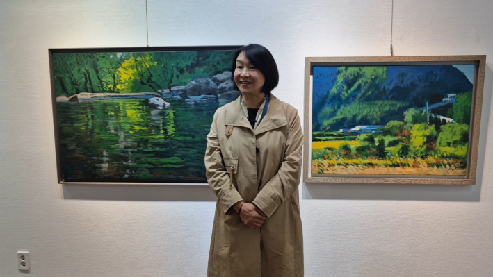 '흐르는 시간 위에 빛이 머물다'를 그린 이자경 작가